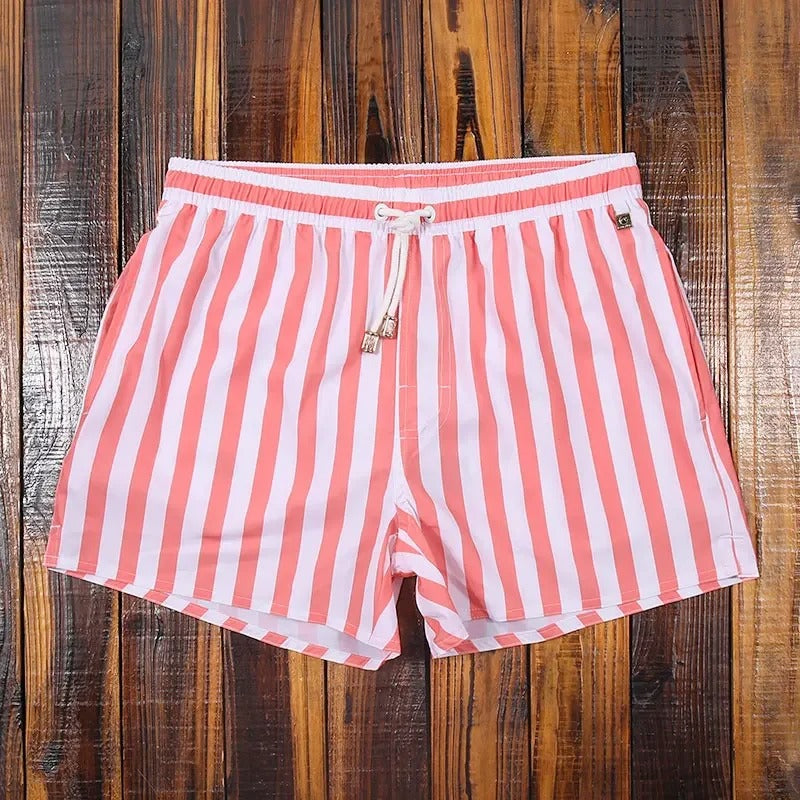 Herren Badeshorts Streifen Baumwolle Bequem