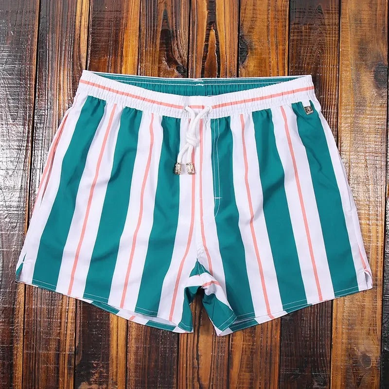 Herren Badeshorts Streifen Baumwolle Bequem