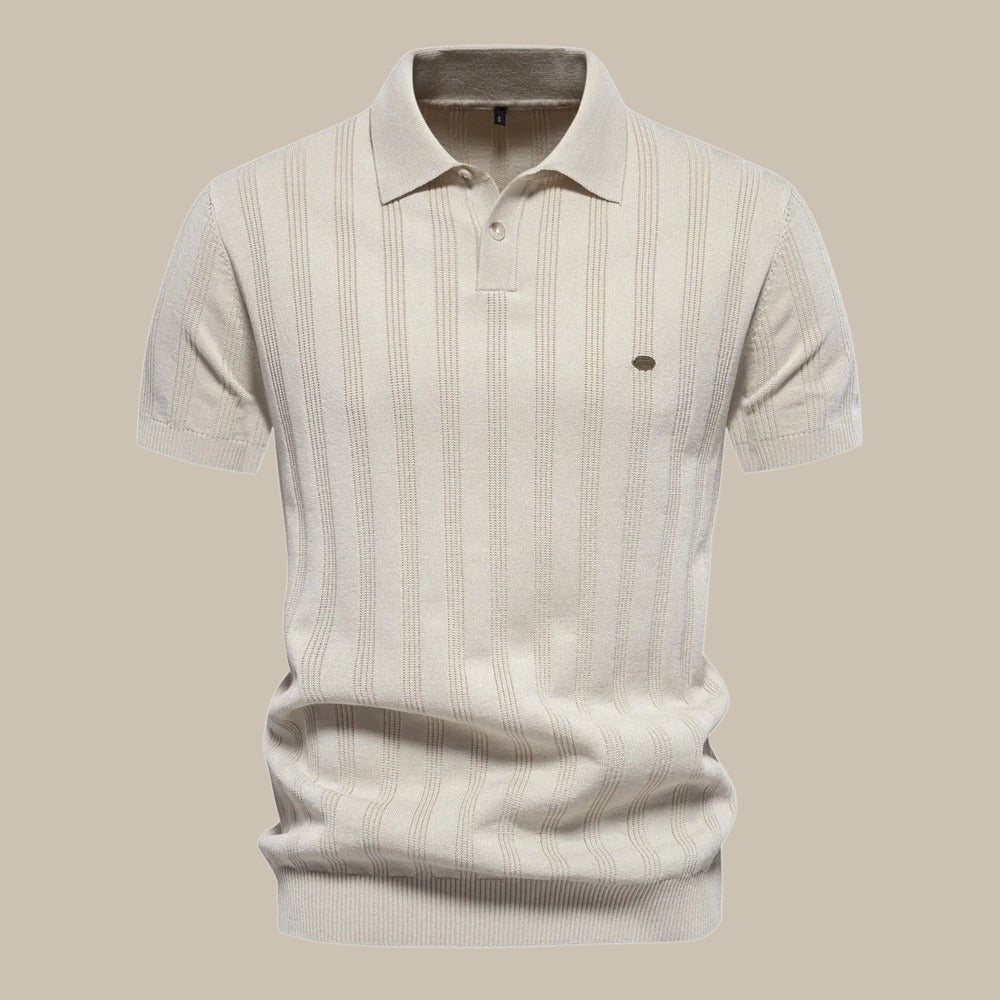 Elegantes Herren Polo-Shirt Feine Struktur Klassischer Kragen