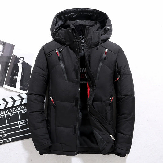 Herren Winterjacke Fell-Innenfutter Kapuze Schwarz - Norvielle