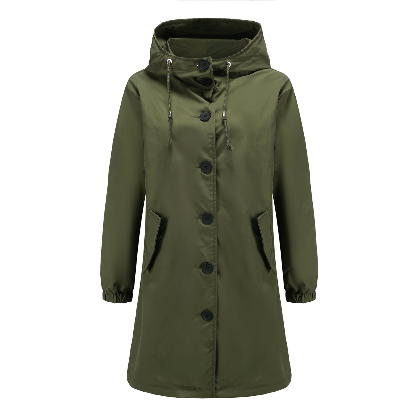 Herren Regenjacke Kapuze Lang Lockere Passform