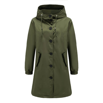 Herren Regenjacke Kapuze Lang Lockere Passform