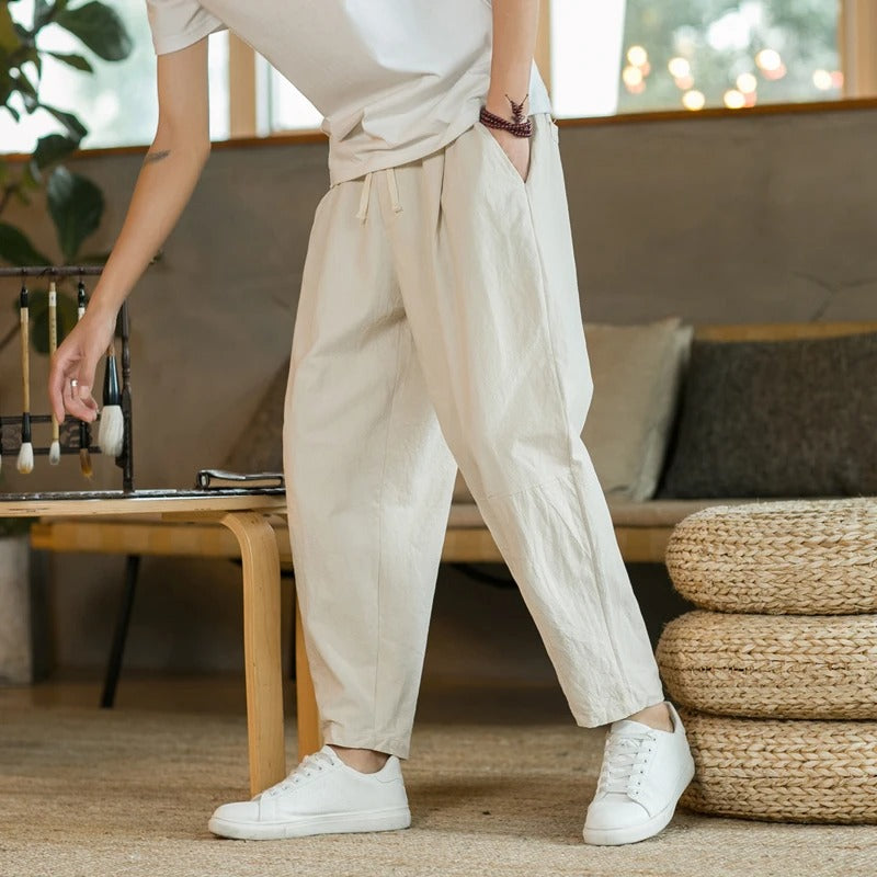Herren Sommerhose Leicht Baumwolle Beige - Norvielle