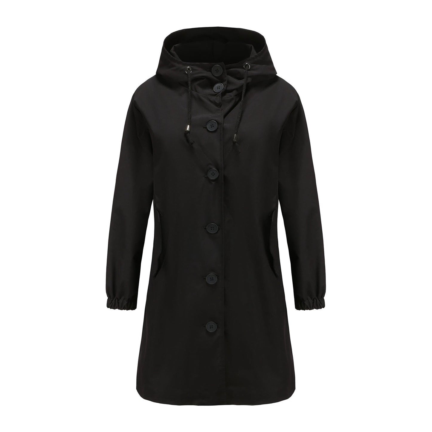 Herren Regenjacke Kapuze Lang Lockere Passform