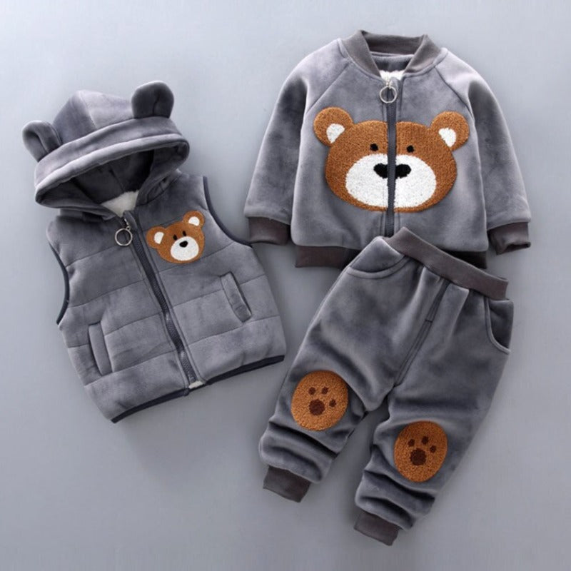 Kinder Winteroutfit 3-teilig Warm mit Kapuze und Ohrenschutz wird