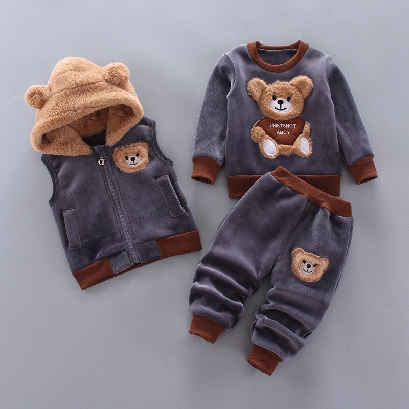 Kinder Winteroutfit 3-teilig Warm mit Kapuze und Ohrenschutz wird - Norvielle