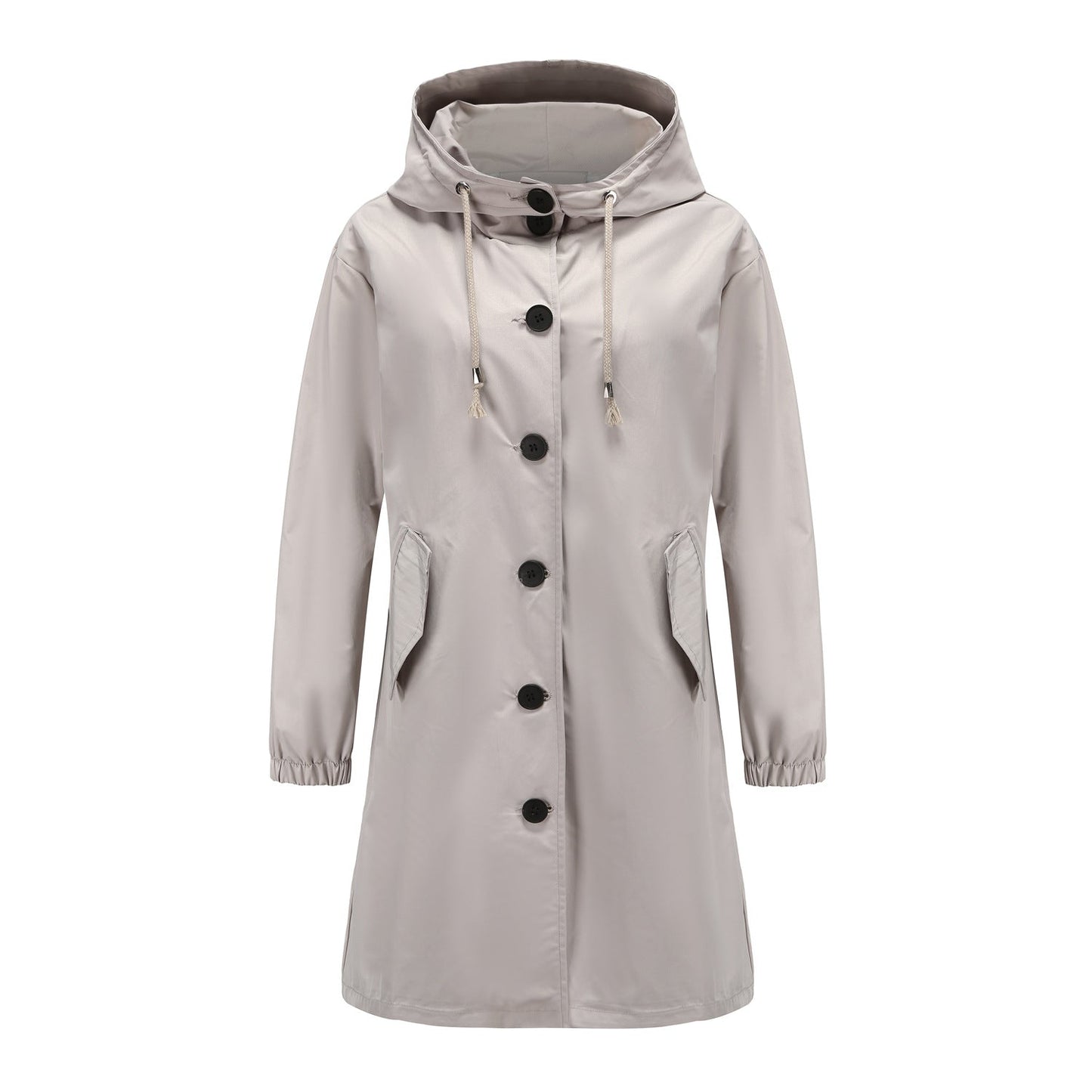 Herren Regenjacke Kapuze Lang Lockere Passform