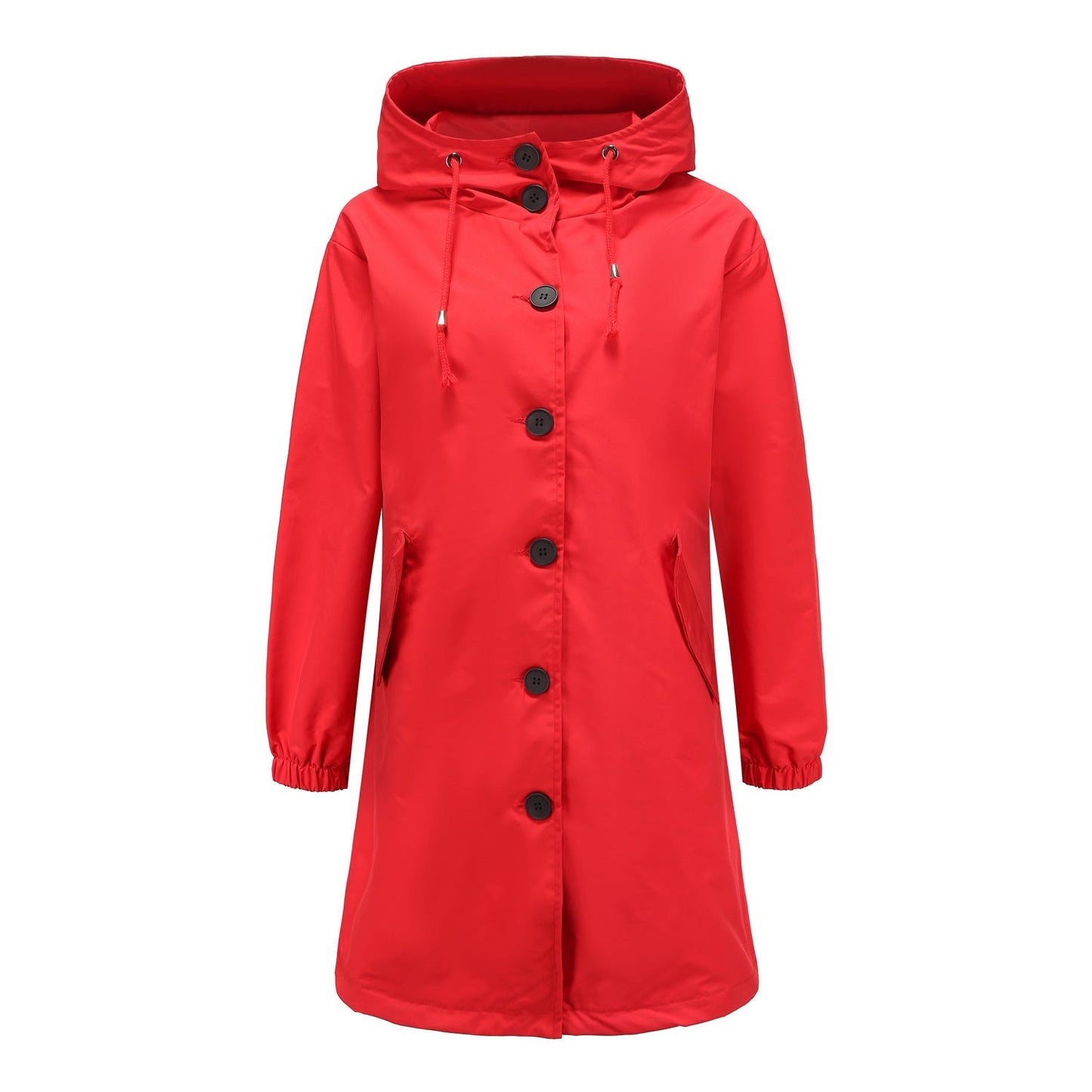 Herren Regenjacke Kapuze Lang Lockere Passform