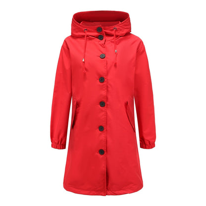 Herren Regenjacke Kapuze Lang Lockere Passform
