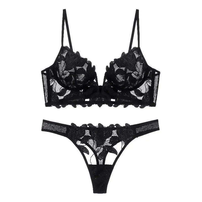 Eleonore Dessous Set in Schwarz mit französischer Spitze