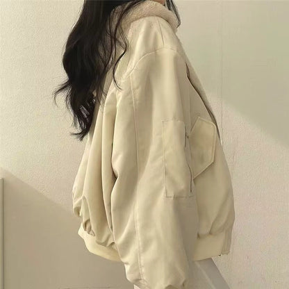 Damen Oversize Winterjacke Fleece-Innenfutter Kuschelig