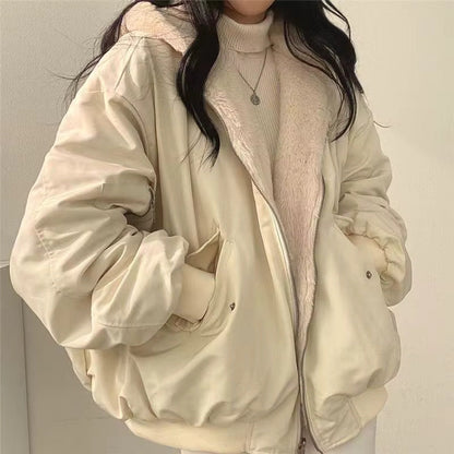 Damen Oversize Winterjacke Fleece-Innenfutter Kuschelig