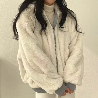 Damen Oversize Winterjacke Fleece-Innenfutter Kuschelig