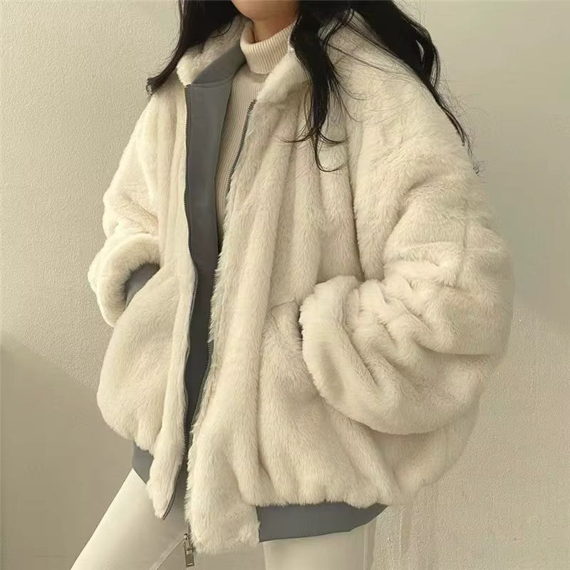 Damen Oversize Winterjacke Fleece-Innenfutter Kuschelig