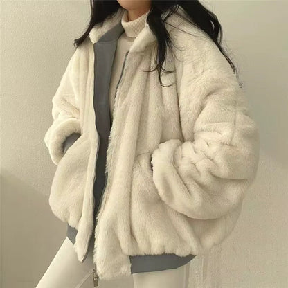 Damen Oversize Winterjacke Fleece-Innenfutter Kuschelig