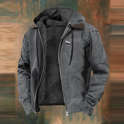 Herren Lederjacke Stilvolle Kapuzenjacke