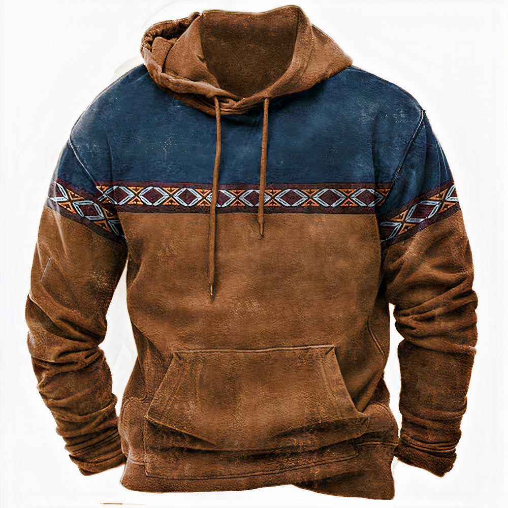 Herren Hoodie Vintage-Stil Ethno-Details Kapuze - Norvielle