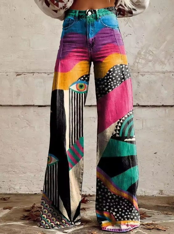 Damen Boho Flare Jeans Hose - Norvielle