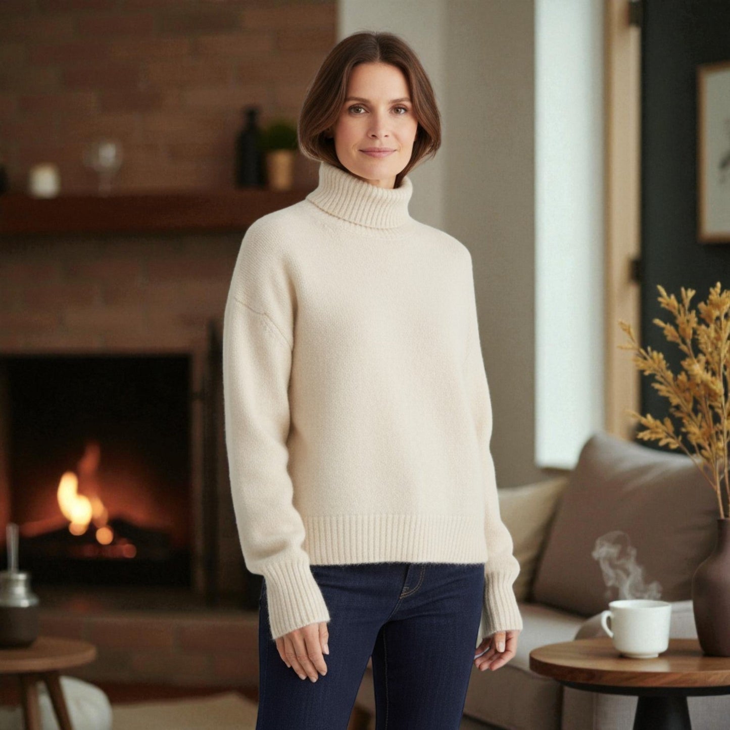 Damen Rollkragenpullover Weich Lässig Winter