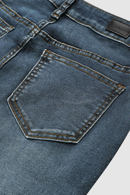 Norvielle Damen Jeans Mittel Taille Flamingo Bestickt