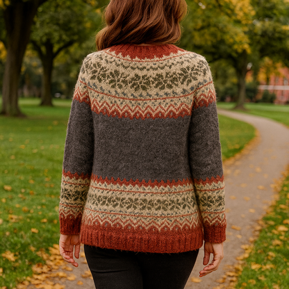 Damen Norweger Strickjacke Warm Mit Knöpfen
