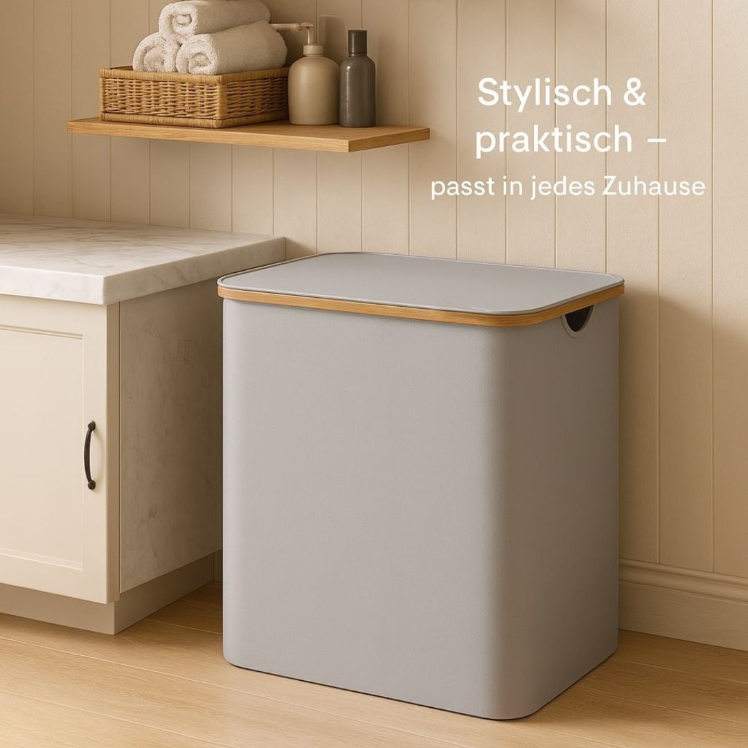 Wäschekorb 3-fach Beige Grau
