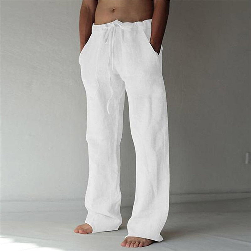 Herren Leinenhose Luftig Lockerer Schnitt Beige - Norvielle