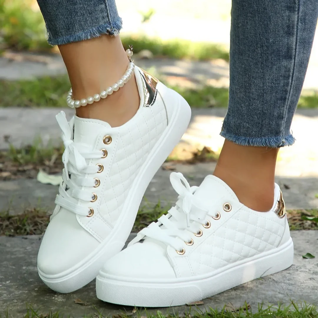 Damen Sneaker Steppung Schnürung Schwarz - Norvielle