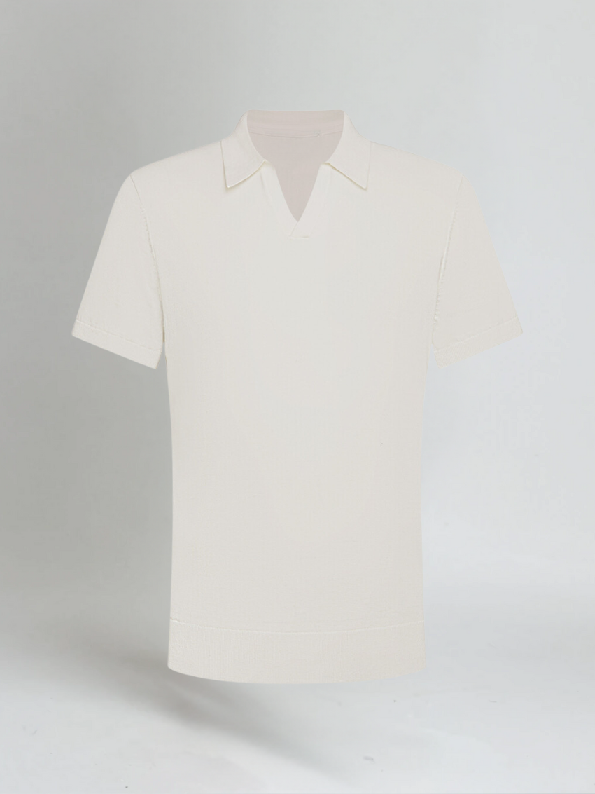 Herren Poloshirt Offener V-Kragen Elegantes Design