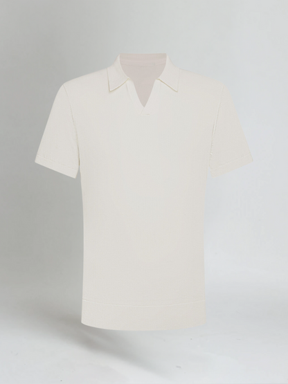 Herren Poloshirt Offener V-Kragen Elegantes Design
