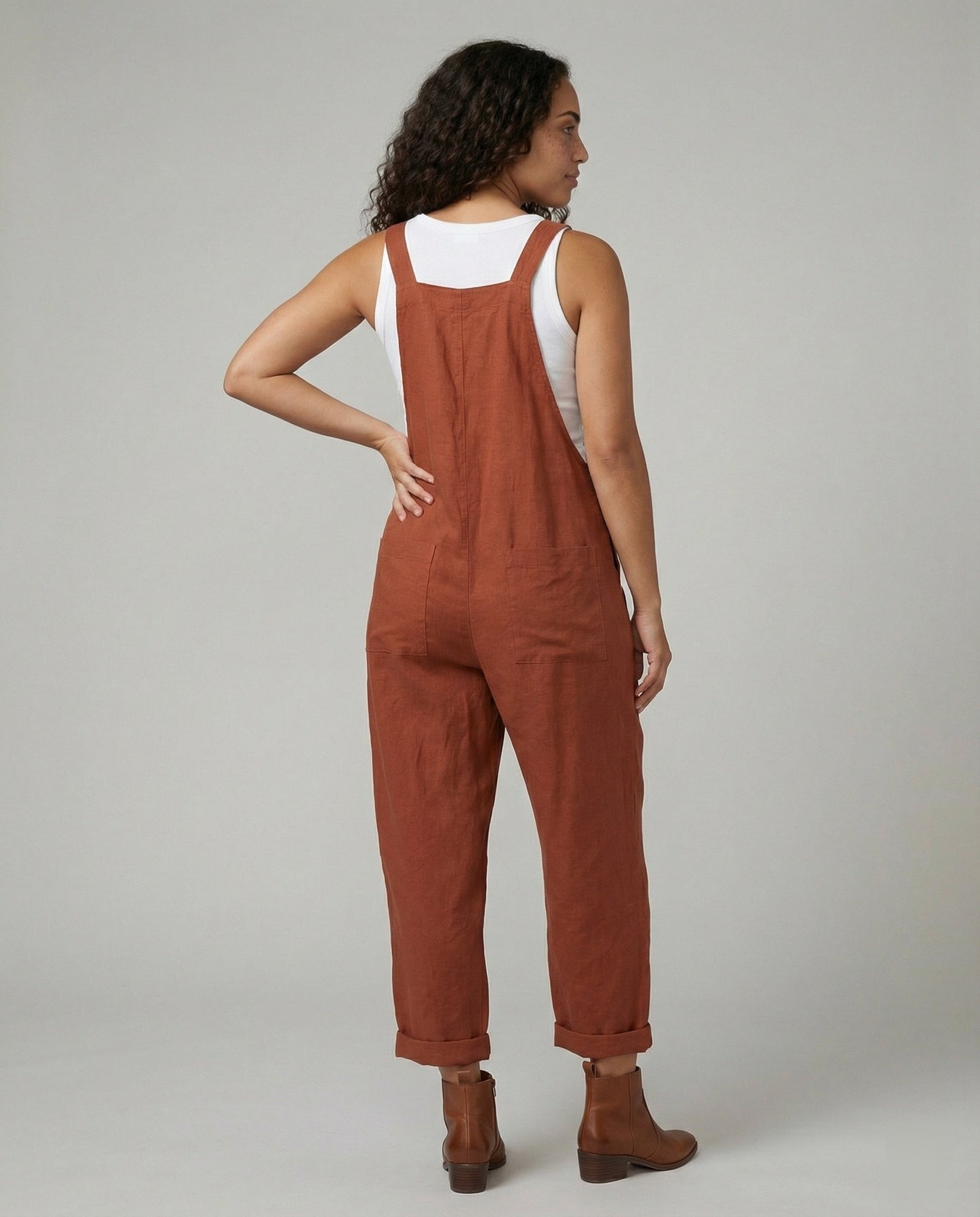 Damen Weite-Leg-Overall Baumwolle Verstellbare Schnalle