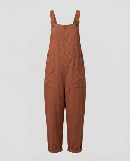 Damen Weite-Leg-Overall Baumwolle Verstellbare Schnalle