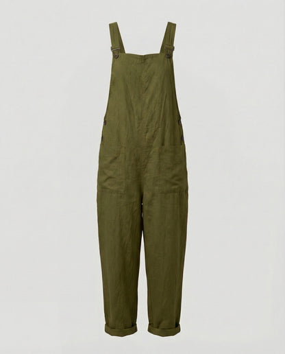 Damen Weite-Leg-Overall Baumwolle Verstellbare Schnalle