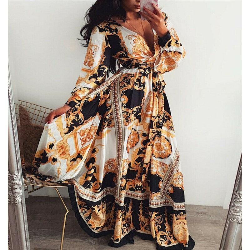 Norvielle Damen Boho-Kleid mit Schlitz