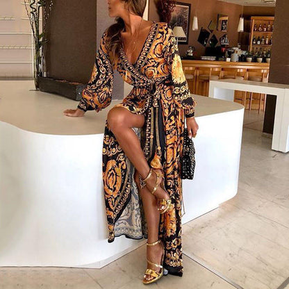 Norvielle Damen Boho-Kleid mit Schlitz
