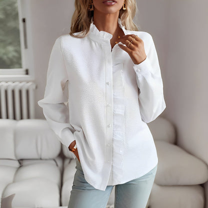Lisbeth Damenbluse Elegantes Design Blümchenmuster Weiß