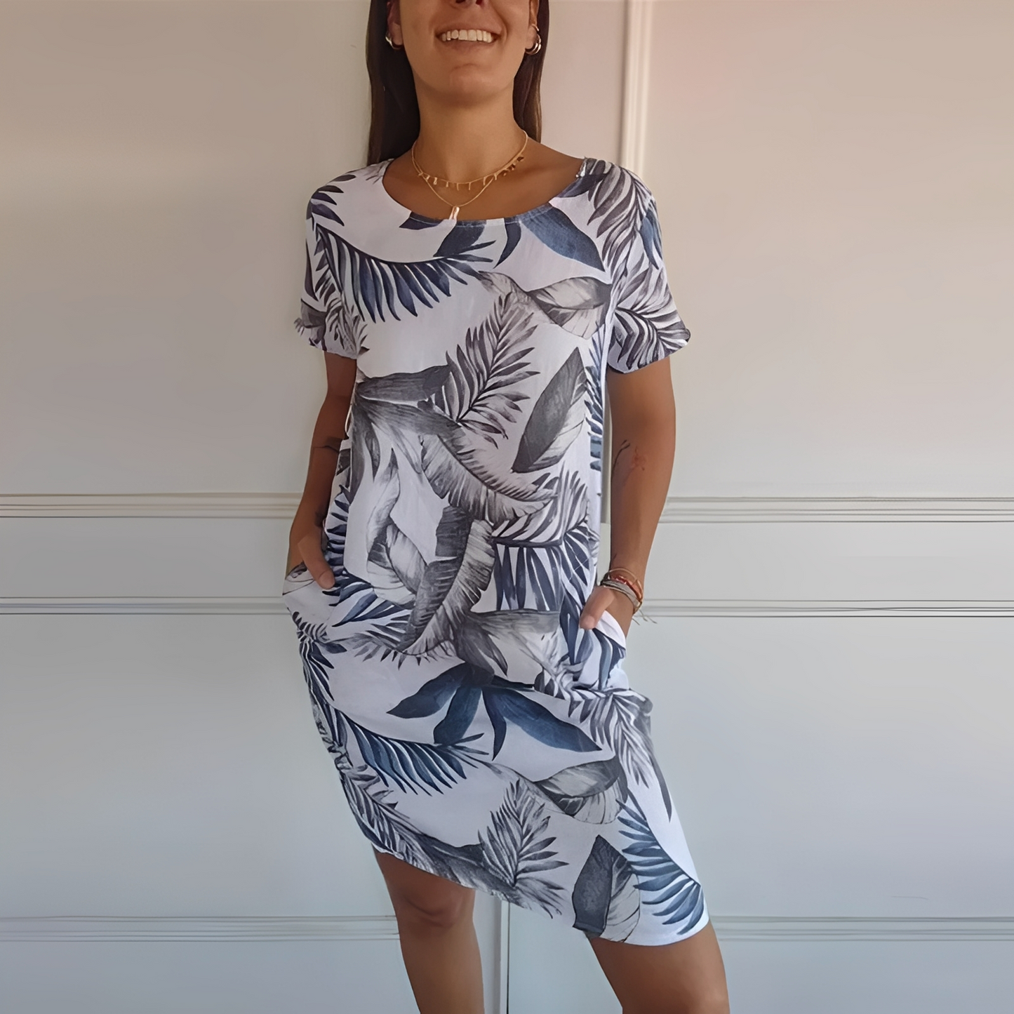 Charmiya Damen Sommerkleid Leicht Blumenmuster