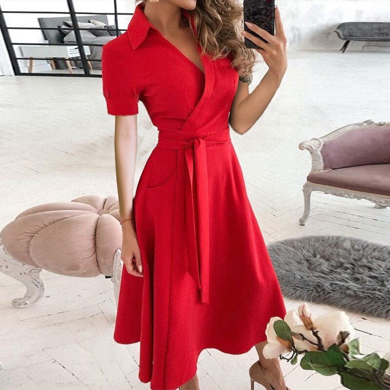 Damen A-Linien-Kleid Elegantes Fließendes Design