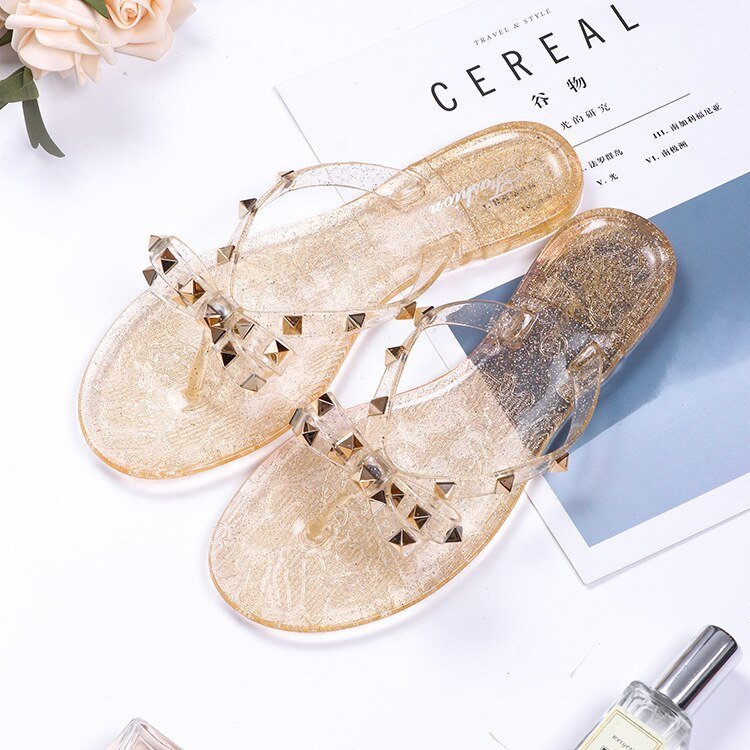 Norvielle Damen Flip-Flop-Sandalen Nieten