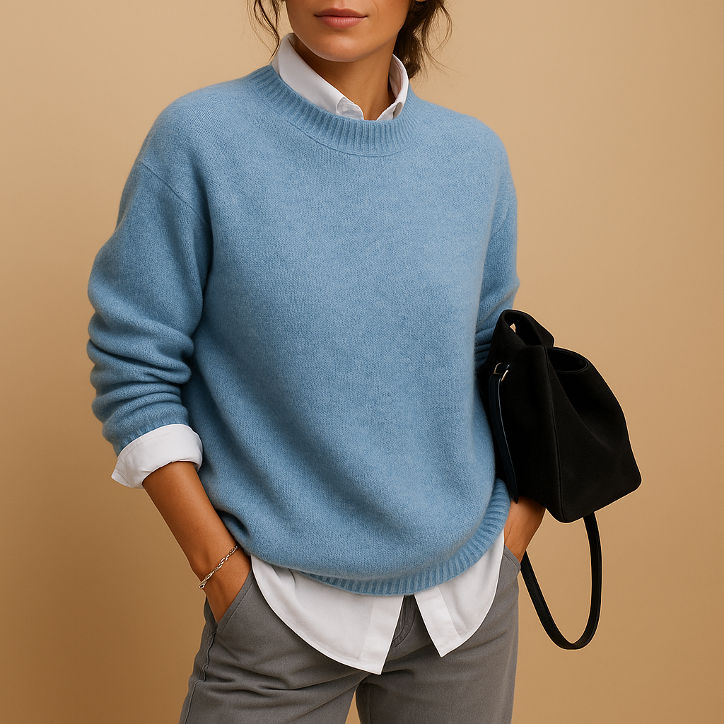 Damen Pullover Klassisch Rippabschluss Langer Ärmel