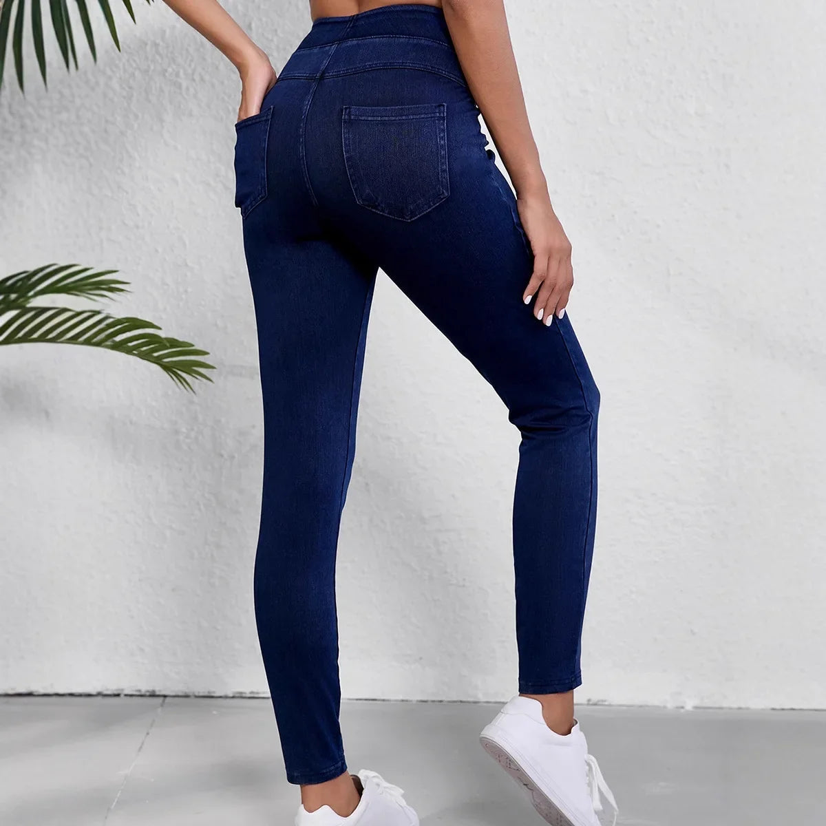 Damen Slim-Fit-Jeans Hohe Taille Stretch