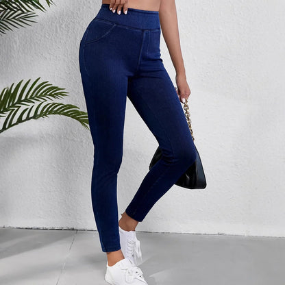Damen Slim-Fit-Jeans Hohe Taille Stretch