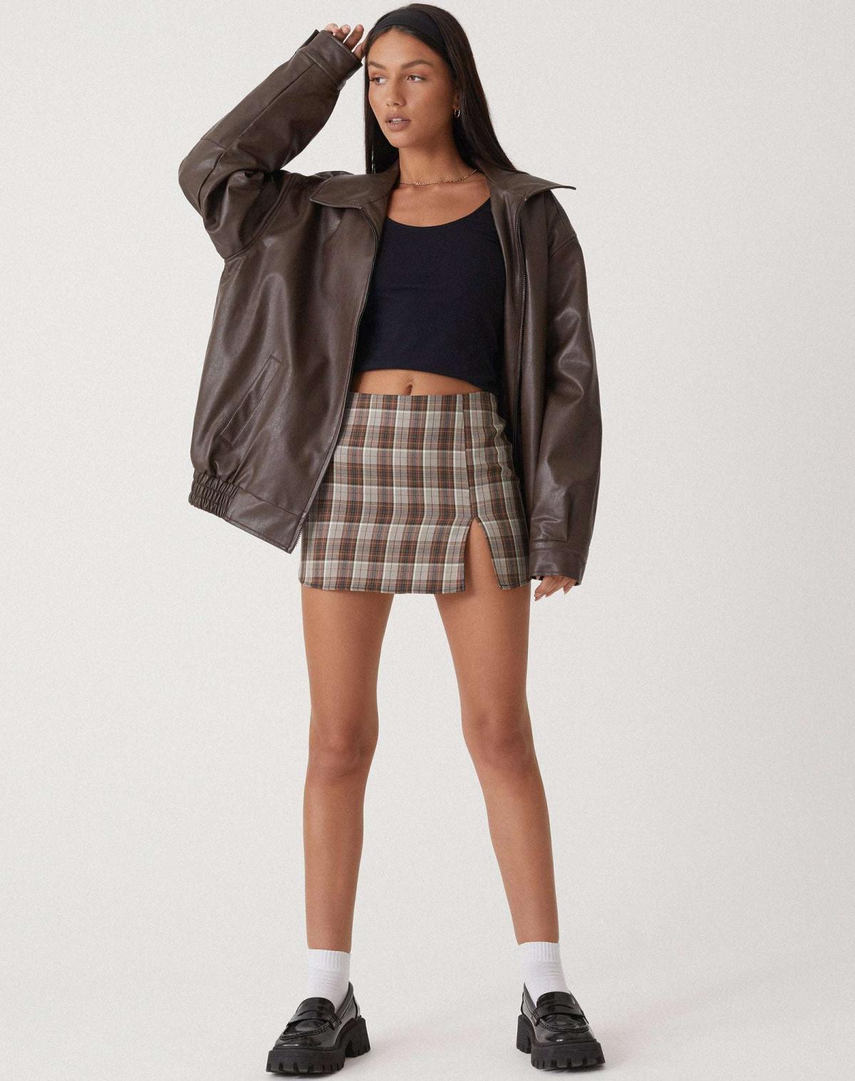 Damen Oversized Lederjacke PU-Kunstleder