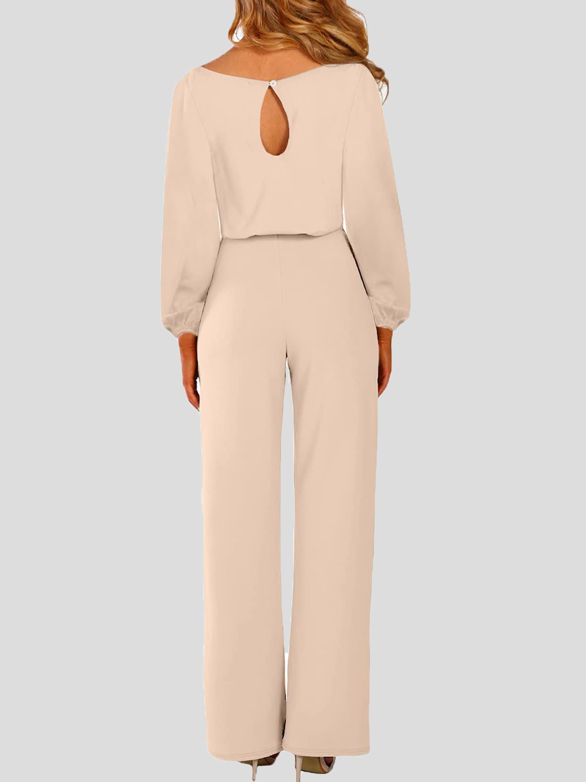 Damen Jumpsuit Einfarbig Langarm Gürtel Lässig Schwarz - Norvielle