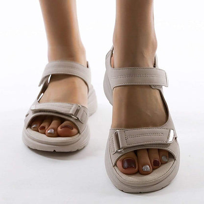 Damen Plateau Sandalen Lässig Klettverschluss
