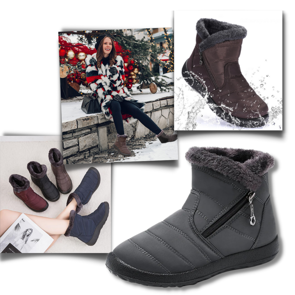 Damen Winterstiefel Warm Wasserdicht Schneestiefel Schwarz - Norvielle