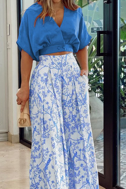 Damen V-Ausschnitt und Hosen Set