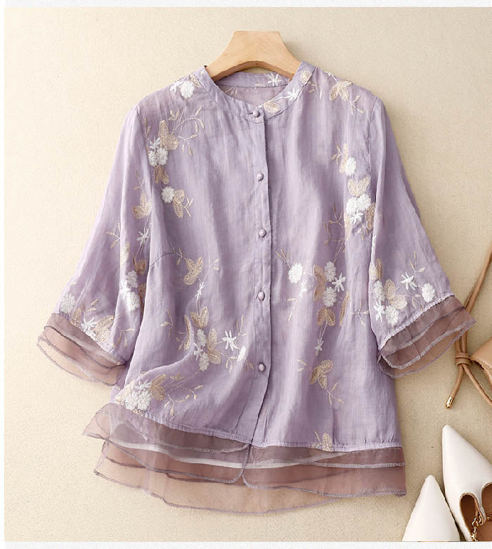 Damen Bluse Gestickt Vielseitig