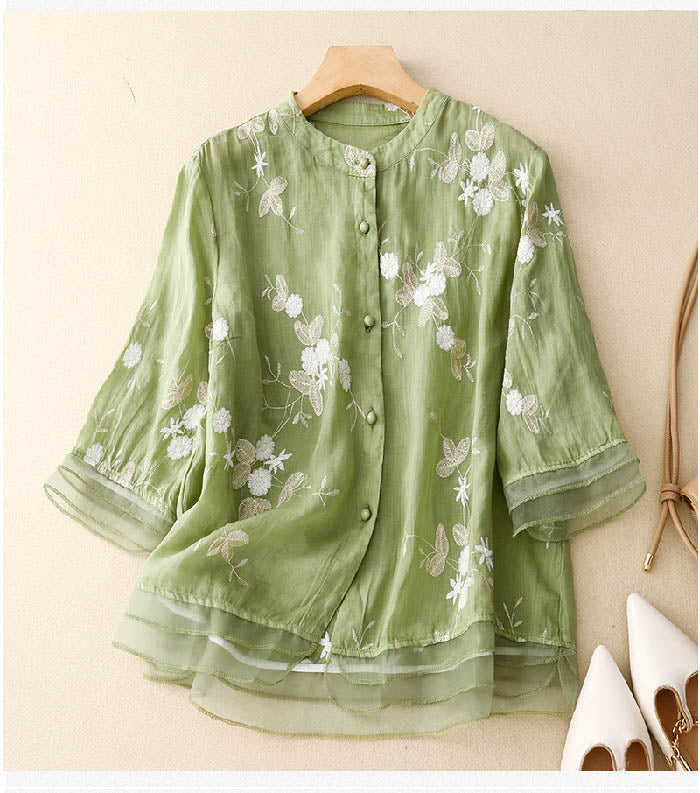 Damen Bluse Gestickt Vielseitig