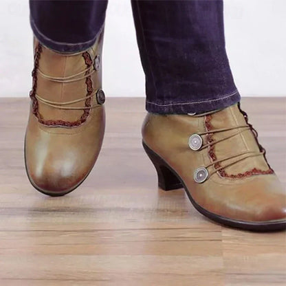 Damen Viktorianische Schnür-Stiefeletten Spitzenbesatz